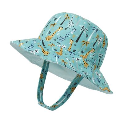 Baby Sun Hat Print Pattern Reversible Kids Boy Girls Hat UPF 50+ Sun Protection Beach Bucket Hat Wide Brim Breathable Green
