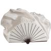 Black Bamboo Fan Hood 100% Silk Dance Fan Tide(1r+1l) Real Silk Bellydance Fan Two Layers White 76cm 31cm 40cm 2pcs Right Hand view 2