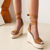 ZBYY Wedge Strappy Sandals for Women Espadrilles Wedge Sandals Platform Cross Ankle Strap Open Toe Summer Casual Sandals view 3