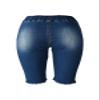 Aodrusa Poll On Jean Shorts Womens Ripped Stretchy Drawstring Workout Mid Thigh Shorts Baggy Denim with Square Pockets Dark Blue US 2-4 view 2