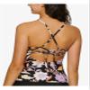 Hula Honey Womens Floral Lace-Up Swim Top Separates Black M, Black Multicolor view 2