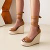 ZBYY Wedge Strappy Sandals for Women Espadrilles Wedge Sandals Platform Cross Ankle Strap Open Toe Summer Casual Sandals view 3