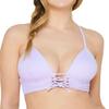 Hula Honey Swimwear Top Small Junior Sailor Stripe Lace-Up Purple S view 1