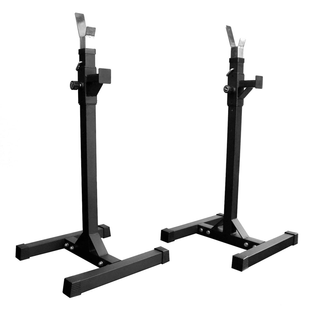NEXO Pair of Adjustable Squat Rack Stands - Solid Steel Squat Stands Barbell Bench Home Gym Portable Weightlifting Stands