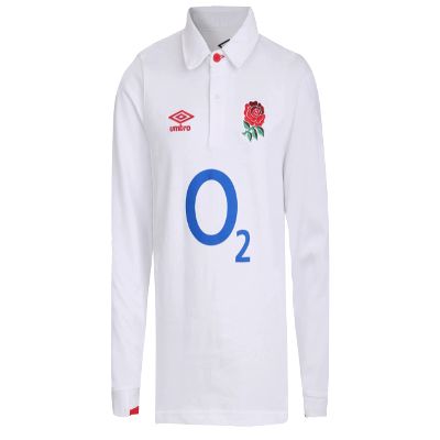 Umbro England RFU Men's Classic Long Sleeve Rugby Jersey, White Small