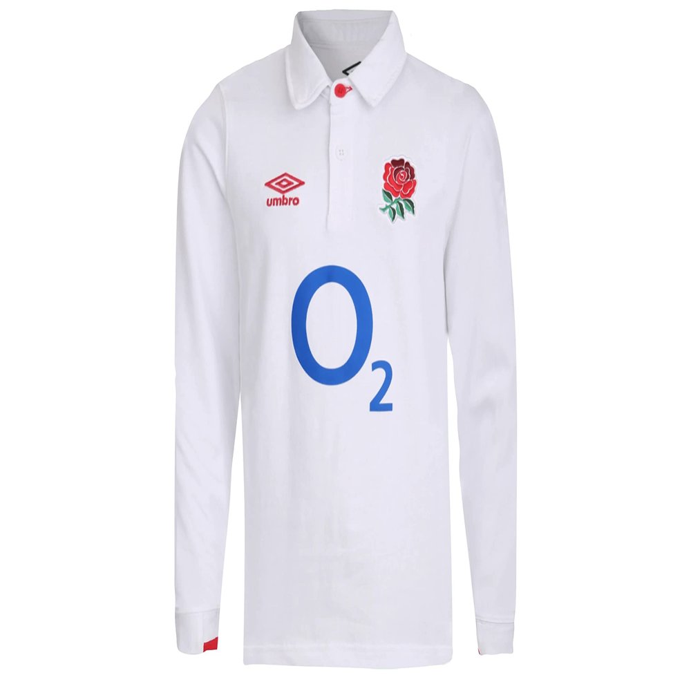 Umbro England RFU Men's Classic Long Sleeve Rugby Jersey, White Small