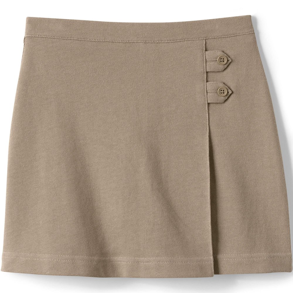 Lands' End Uniform Solid Knit Skort Above The Knee Khaki Kids 7