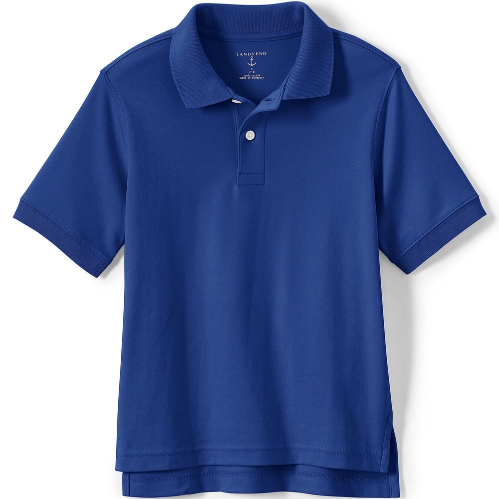 Lands' End Uniform Kids Short Sleeve Interlock Polo Cobalt Kids Medium