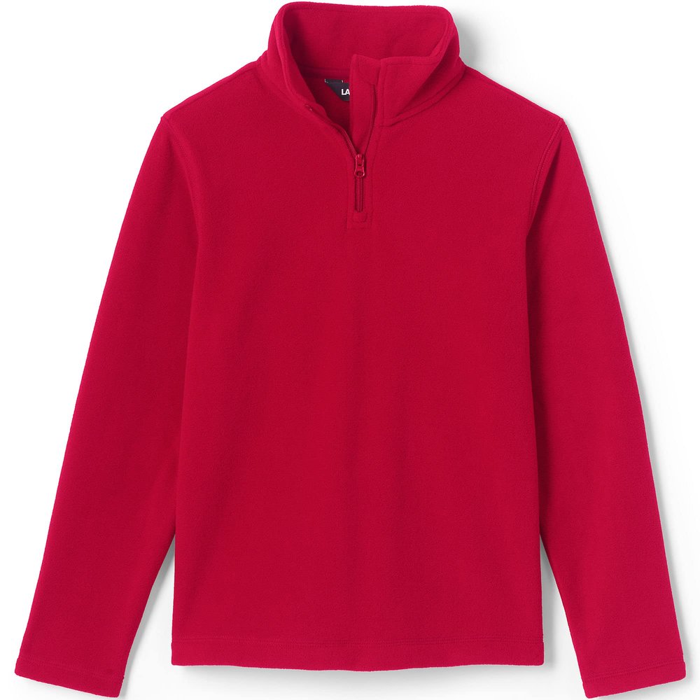 Lands' End Kids Lightweight Fleece Quarter Zip Pullover Large Red