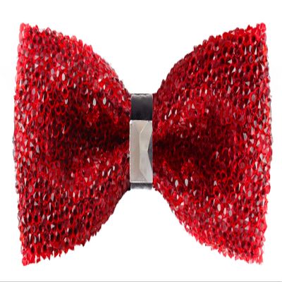 Man of Men Rhinestone Bow Ties for Men - Pre Tied Sequin Bowties with Adjustable Length - Huge Variety Colors Available (Jewels - Red)