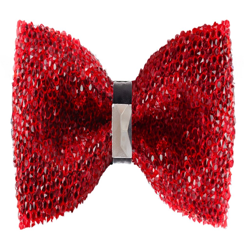 Man of Men Rhinestone Bow Ties for Men - Pre Tied Sequin Bowties with Adjustable Length - Huge Variety Colors Available (Jewels - Red)
