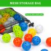 Bac-kitchen 50 Pack Plastic Golf Balls Practice Limited Flight Golf Training Ball Hollow Swing Practice Indoor Balls with Mesh Drawstring Bag for Backyard Driving Range or Outdoor (H01) view 4