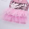 JEATHA Kids Girls Sleeveless Mock Neck Shiny Sequins Mesh Splice Leotard Ballet Jazz Latin Dance Costumes Pink 13-14 view 4