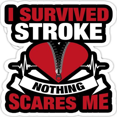 eden tee I Survived Nothing Scare Me Stroke Awareness Stroke Survivor- 4x3 Vinyl Stickers, Laptop Decal, Water Bottle Sticker (Set of 3)