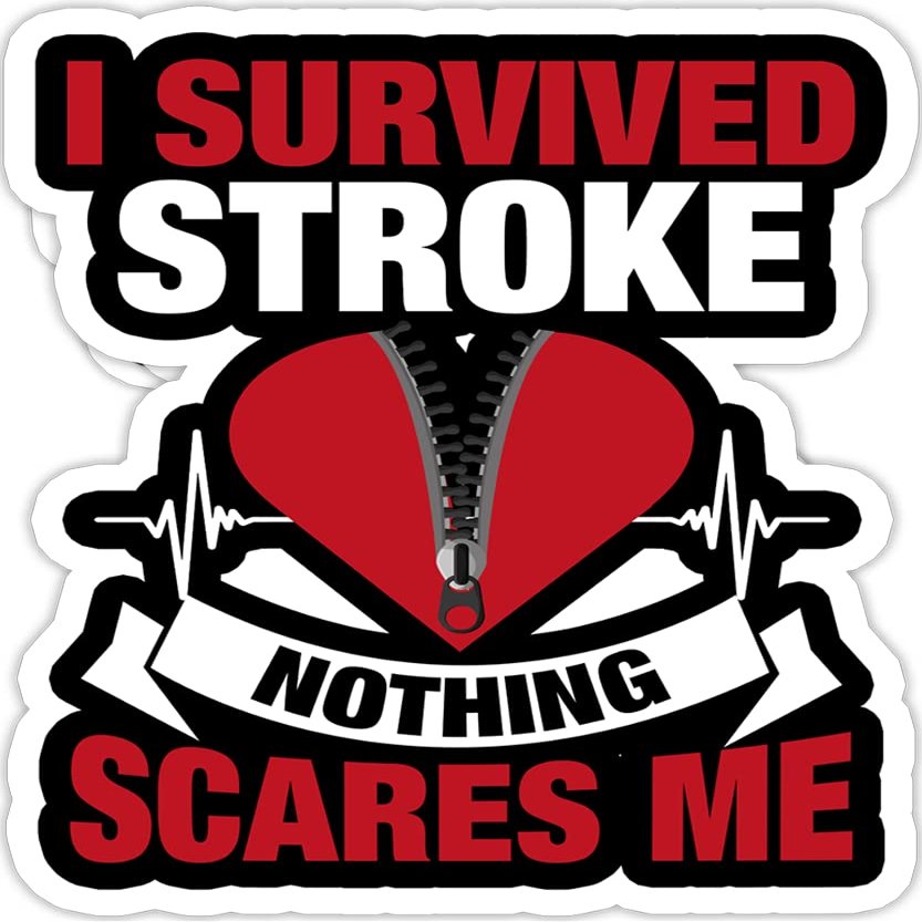 eden tee I Survived Nothing Scare Me Stroke Awareness Stroke Survivor- 4x3 Vinyl Stickers, Laptop Decal, Water Bottle Sticker (Set of 3)