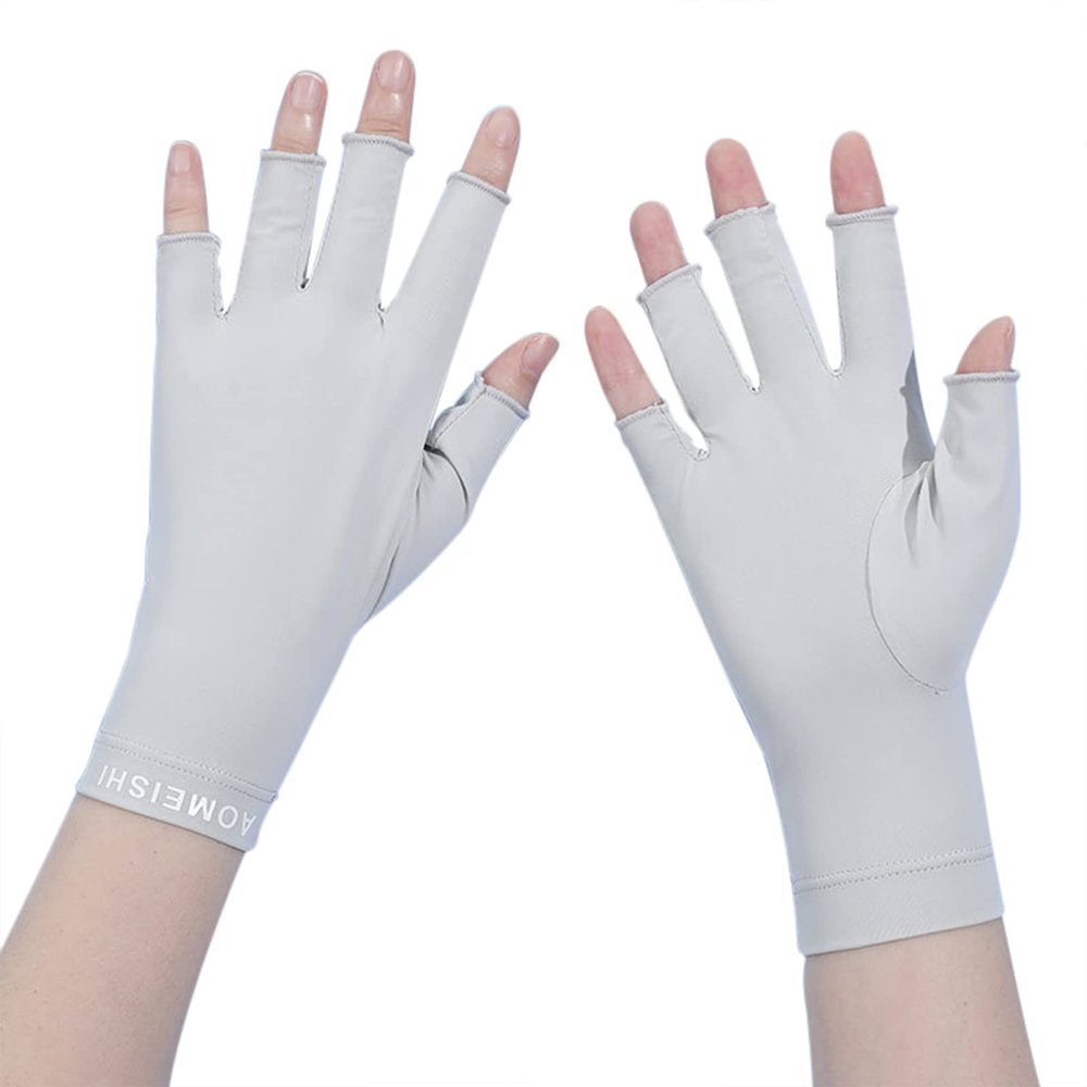 Women Summer UPF 50+ UV Sun Protection Gloves Cooling Breathable Mittens Half Finger Quick Dry Hand Gloves for Driving Riding Cycling Lady Girls Mitt