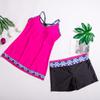 QWENTMTNTY Women's Tankini Swimsuits High Waist Retro Modest Bathing Suits with Boyshorts 2 Piece Outdoor Sport Swimming Wear Hot Pink view 3