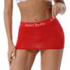 Manyakai Women Sheer Mesh Mini Bodycon Skirts Athletic Sports Letter Waist Pencil Miniskirts Activewear Red One Size view 3