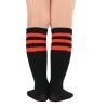 American Trends Kids Child Soccer Socks Stripes Knee High Tube Socks Cotton Uniform Sports Socks for Toddler Girls 1 Pack Black Red 3-6 Years view 2