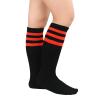 American Trends Kids Child Soccer Socks Stripes Knee High Tube Socks Cotton Uniform Sports Socks for Toddler Girls 1 Pack Black Red 3-6 Years view 3