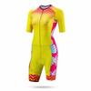 CYTSH Triathlon Suit Cycling Suit Team Womens Cycling Skinsuit Summer Bicycle Set Short Sleeve Full Zip Bodysuit With Pad Ded (Color : Green, Size : XXX-Large)