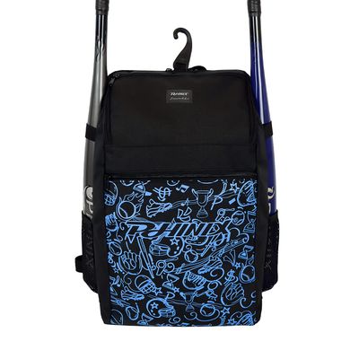 PHINIX Baseball and T-ball Backpack (Black&Blue-Without helmet bracket)