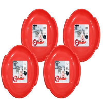 Superio Round Snow Sled, Heavy Duty Plastic Saucer Sled with Handles 24" Winter Snow Toys Fun, 3-Pack