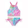 Huaai Kids Girls Swimsuit,Two Piece Floral Print Sleeveless Bathing Suits Cute Swimwear for Girls Tankini Suit Beach Bikini Pink view 1