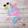 Huaai Kids Girls Swimsuit,Two Piece Floral Print Sleeveless Bathing Suits Cute Swimwear for Girls Tankini Suit Beach Bikini Pink view 2