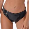 FEESHOW Women Wetlook Faux Leather High Waisted Booty Shorts Briefs Cheeky Bottoms Black Medium view 2