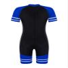 Fldy Kids Girls Boys One Piece Rash Guard Swimsuit UPF 50+ Short Sleeve Bathing Suit Water Sports Shorts Swimsuit Black&Royal Blue 6 Years view 1