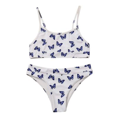 Huaai Toddler Girls Swimsuits,Summer Swimwear Printed Bikini Set Swimsuit for Kids Girls Two Piece Beachwear Bikini Outfits White