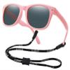 Kids Flexible Polarized Sunglasses for Boys Girls Age 3-10 with Straps (Matte pink/Fit Age 6-10) view 1