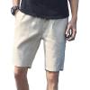 Mens Elastic Waist Plaid Shorts Lightweight Drawstring Check Summer Beach Shorts Slim Fit Striped Print Short (Khaki,Large) view 1