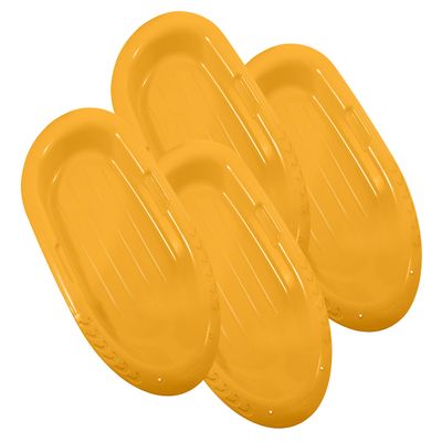 Superio Toboggan Snow Sled for Kids and Adults, 36" and 48" Heavy Duty Plastic Slider with Handles and Hole for Pull Ropes- Kid and Adult Winter Fun, 4 Pack (Yellow-36)