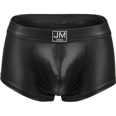 JOCKMAIL PU Men Boxer Men Underwear Pouch Boxer Men Underpant Men Shorts (as1, alpha, m, regular, regular, Black, Large)