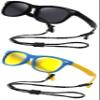 Kids Flexible Polarized Sunglasses for Boys Girls Age 3-10 with Straps (Black+Blue Yellow Mirrored Lens 2 pcs/Fit Age 6-10) view 1