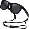 Kids Flexible Polarized Sunglasses for Boys Girls Age 3-10 with Straps (Black+Blue Yellow Mirrored Lens 2 pcs/Fit Age 6-10) view 3