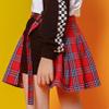 Linjinx Kids Girls Pleated Plaid Skirt High Waist Mini Skort for School Tennis Hip Hop Jazz Streetwear Dancing Red 15-16 Years view 3