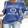 Faithgee Jesus Has My Back Sweatshirt for Women Plus Size, Blessed Cross Heart Graphic Long Sleeve, Thanksgiving Christian Casual Letter Print Faith Shirt Blue view 2