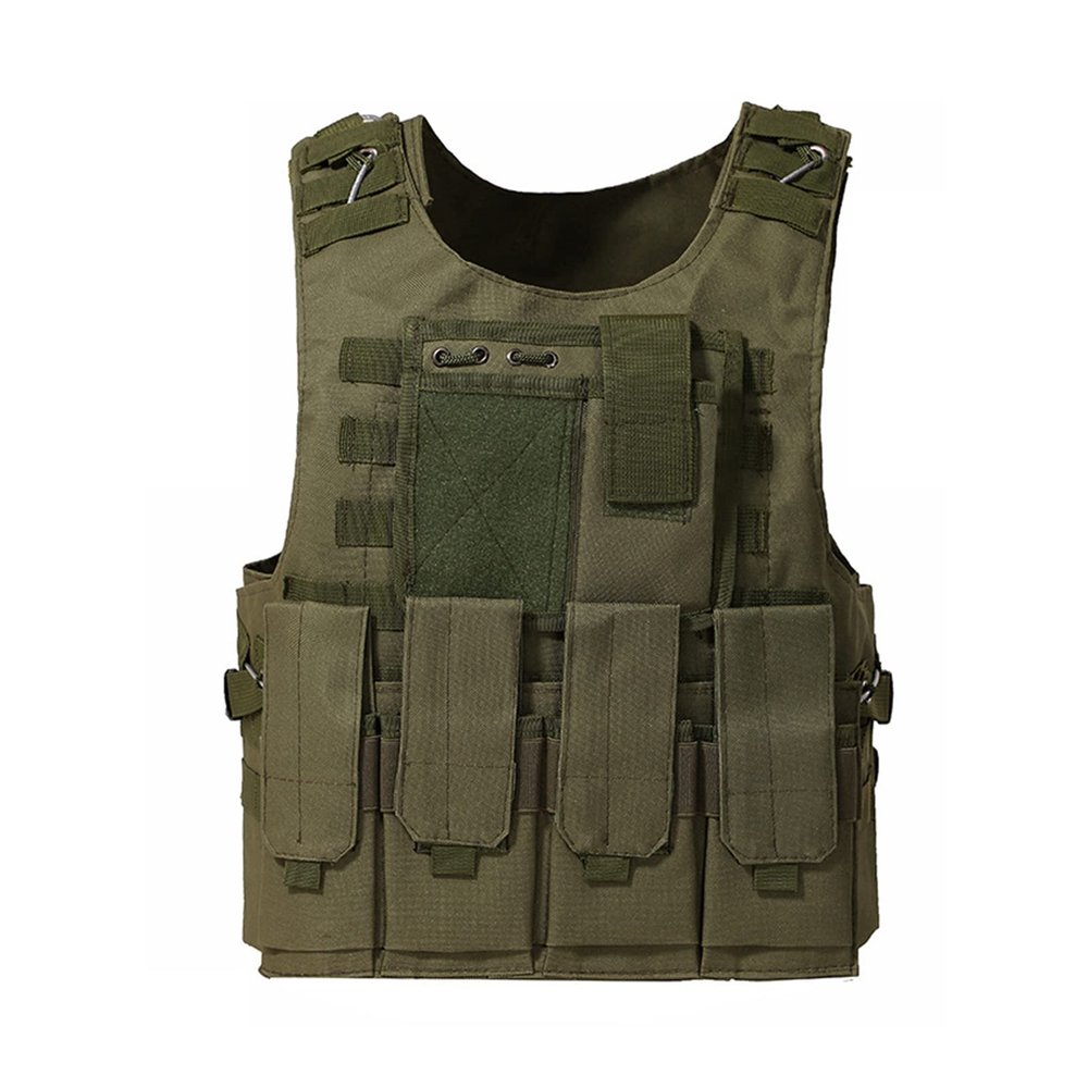 DUDNJC Kids Tactical Vest Children Outdoor Combat Training Airsoft Vest, Woodland Camo Combat Assault Waistcoat Army, Children Cs Military Field Game Combat Security Training Protective, Green