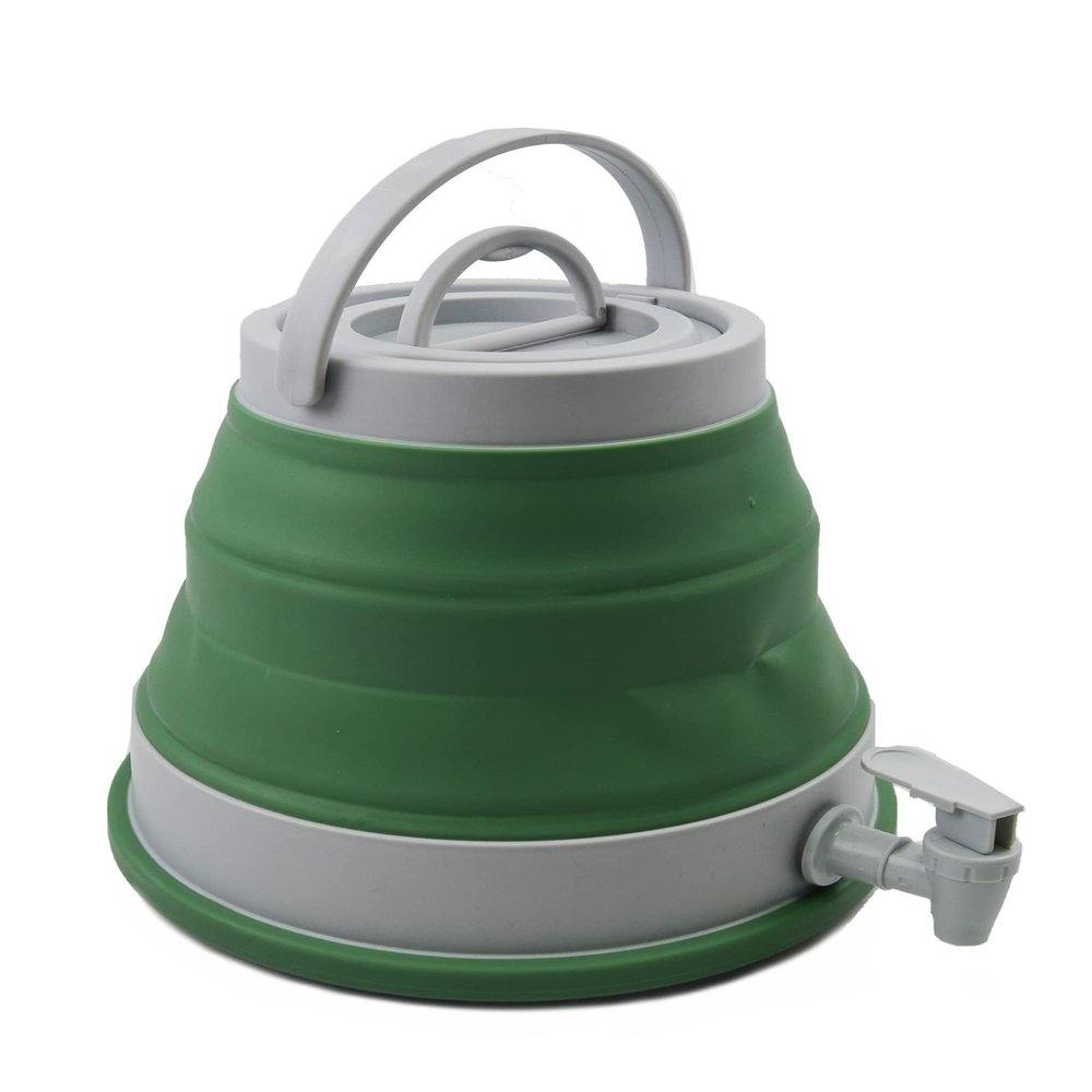 SAMMART 6L (1.6 Gallon) Portable Water Carrier,Collapsible Water Container, Emergency Cube Water Carrier, Outdoor Water Storage for Camping Hiking Climbing Backpacking (Grey/Dark Sea Green, 1)