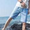 Mens Elastic Waist Plaid Shorts Lightweight Drawstring Check Summer Beach Shorts Slim Fit Striped Print Short (Light Blue,3X-Large) view 4