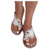 Hbeylia Boho Flat Sandals for Women,Rhinestones Pearl Design Toe Ring Jeweled Sandals Slip On Casual Beach Shoes for Wedding Bride Bridesmaid Ladies view 1