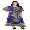 UNIQUE KAFTANS Women's Kaftan Dress Beach Cover Up Tribal Ethnic Print Plus Size V-Neck Loose Kimono Maxi Dress (Blue) view 2