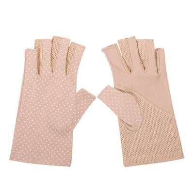 ULTNICE UV Protection Fingerless Gloves for Women, Breathable Sunblock Non-Slip Half Finger Driving Gloves for Cycling, Outdoor Activities (Khaki)