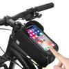 Bike Phone Front Frame Bag, Waterproof Top Tube Bike Bag, Bike Phone Holder Case with Sensitive Touch-Screen and Rain Cover, Bicycle Accessories Pouch, Handlebar Bag for Mountain Road Bike view 1