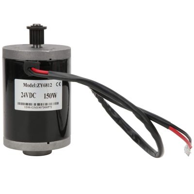 Joyzan Electric Brushed Motor, 24V Wheel Brush Motor 150W Small Scooter Gear Controller High Speed Motor Belt Pulley Synchronizing Aluminum Alloy 25H 9 Teeth Mini E Bike Go Cart ATV Bicycle ZY6812