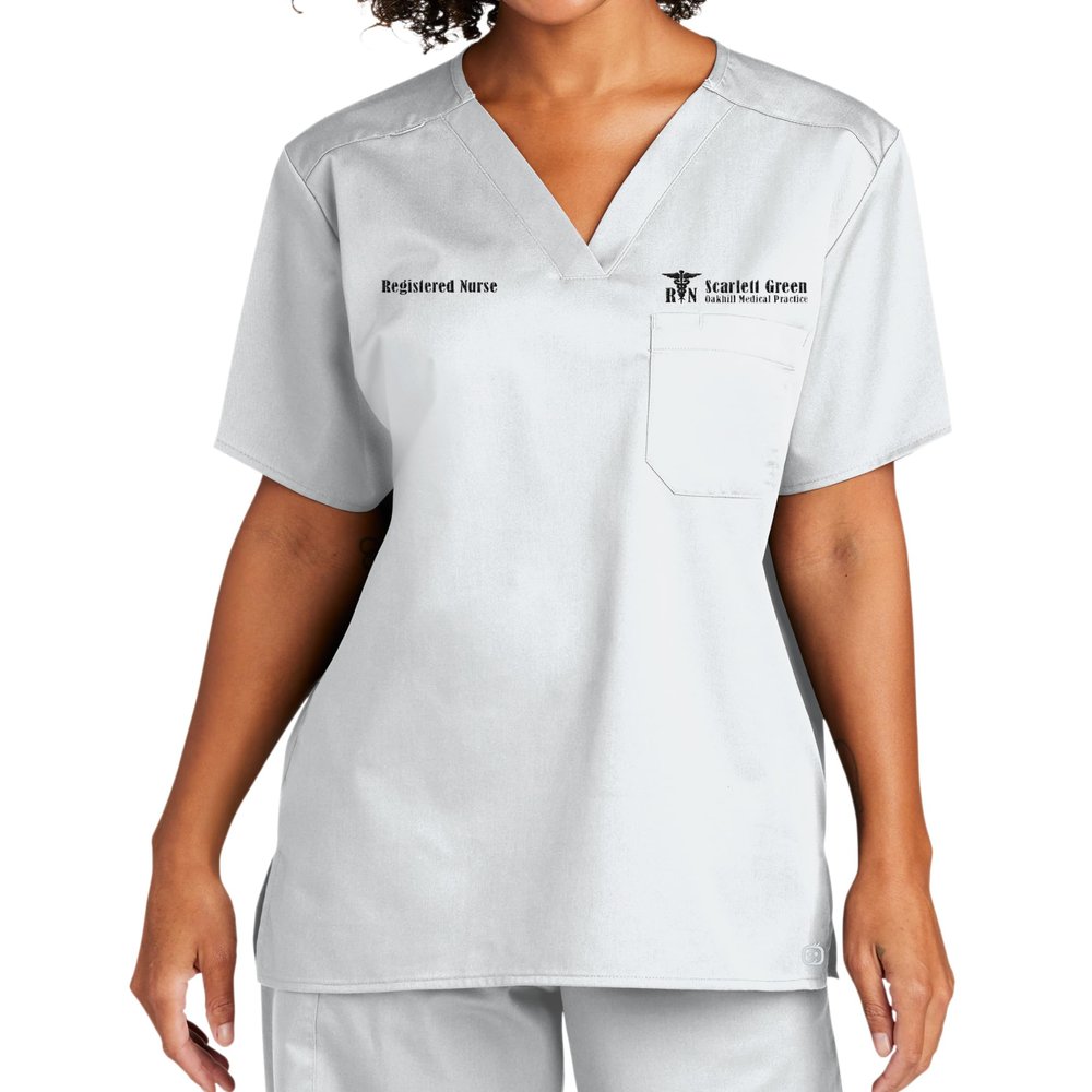 Custom Emroidered Scrub Top Add Your Embroidery Text Name Unisex Workflex V-Neck Medical Scrub Shirt White