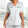 Custom Emroidered Scrub Top Add Your Embroidery Text Name Unisex Workflex V-Neck Medical Scrub Shirt White view 4